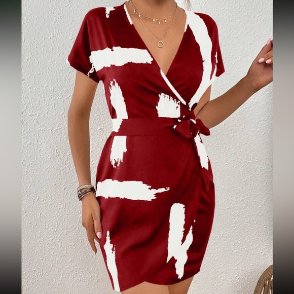 Boho brushed print knot side wrap hem mojo dress - Picture 4 of 6